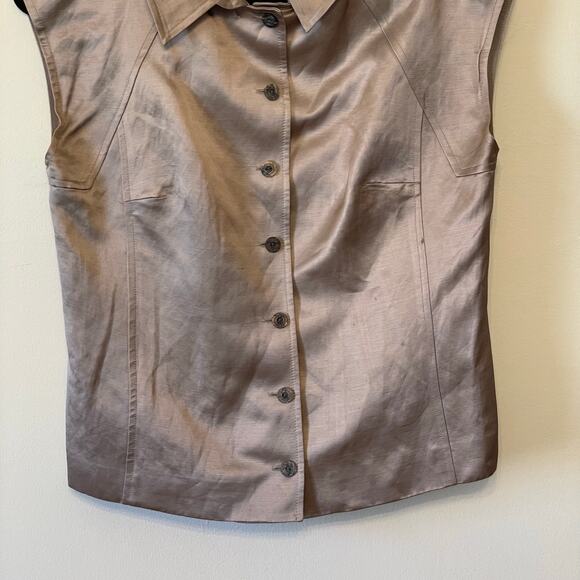 1990s Vintage 4 Vest metallic button down champagne button down biker punk rock - Picture 3 of 7